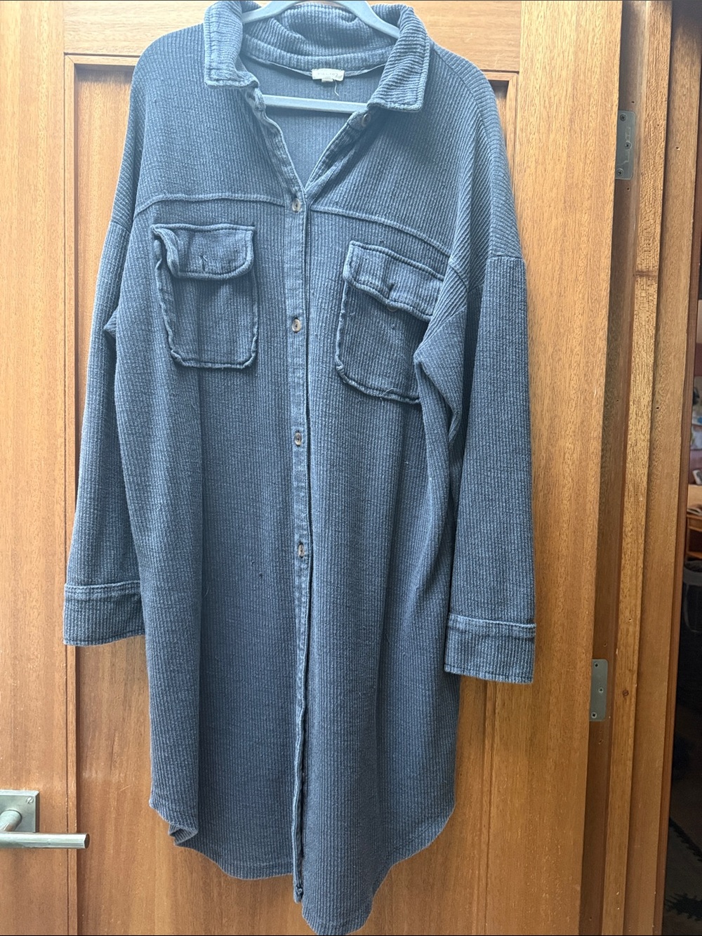 Anthropologie faded black Button-Down Long Casual Shirt Jacket